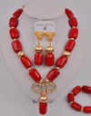 Wedding Jewelry Natural White Coral Bead Necklace Nigeria Wedding Bridal Jewelry Ladies Wedding Accessories Jewelry Set AU-209