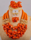 New Fashion Red Coral Piece Bridal Wedding Bead Nigeria Wedding Accessories African Bride Wedding Jewelry Set AU-619