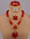 New Nigeria Wedding Natural White Coral Bead African Bride Necklace Jewelry Set Wedding Dress Accessories AU-220