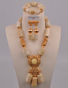 New Nigeria Wedding Natural White Coral Bead African Bride Necklace Jewelry Set Wedding Dress Accessories AU-220