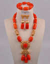 New Nigeria Wedding Natural White Coral Bead African Bride Necklace Jewelry Set Wedding Dress Accessories AU-220