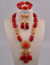 New Nigeria Wedding Natural White Coral Bead African Bride Necklace Jewelry Set Wedding Dress Accessories AU-220