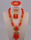 New Nigeria Wedding Natural White Coral Bead African Bride Necklace Jewelry Set Wedding Dress Accessories AU-220