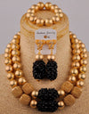 Nigeria Wedding Beads Bridal Wedding Jewelry Black Crystal Pillar Necklace African Wedding Jewelry Set SH-98