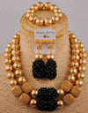 Nigeria Wedding Beads Bridal Wedding Jewelry Black Crystal Pillar Necklace African Wedding Jewelry Set SH-98