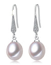 Real 925 Sterling Silver Teardrop Pearl Earrings