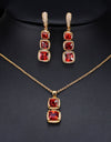 CWWZircons Trendy Yellow Gold Color Women Jewelry Square Drop Cubic Zirconia Blue Green Necklace And Earring Set T088