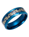 Chinese Traditional Gold Dragon Blue Ring