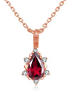 Teardrop Natural Red Garnet Gemstone 925 Sterling Silver Necklace