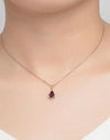 Teardrop Natural Red Garnet Gemstone 925 Sterling Silver Necklace