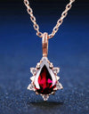 Teardrop Natural Red Garnet Gemstone 925 Sterling Silver Necklace