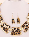 Fashion geometric leopard Chain Link women jewelry sets statement necklace earrings wholesale