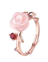 Special Pink Rose Natural Gemstone 925 Sterling Silver Ring