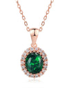 Elegant Created Rose Gold Color Green Crystal Pendant Necklace