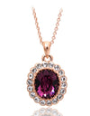 Elegant Created Rose Gold Color Green Crystal Pendant Necklace