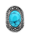 Vintage Hollow Flower Oval Stone Ring